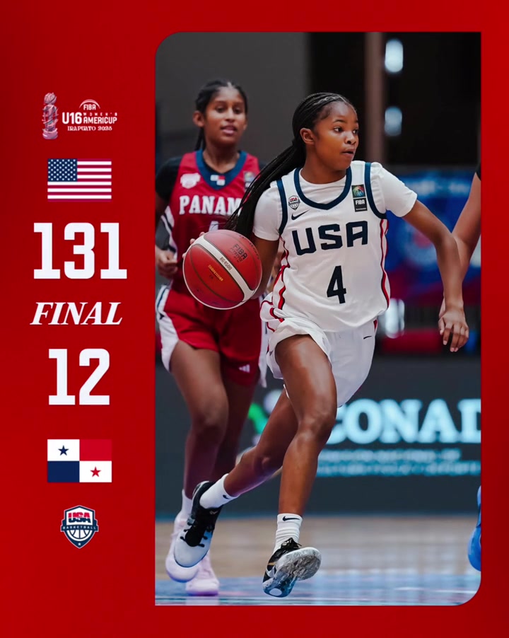 美国U16女篮131-12狂胜巴拿马女篮 末节打出25-0！